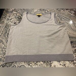 St. John Gray and Cream women’s Striped sleeveless Top